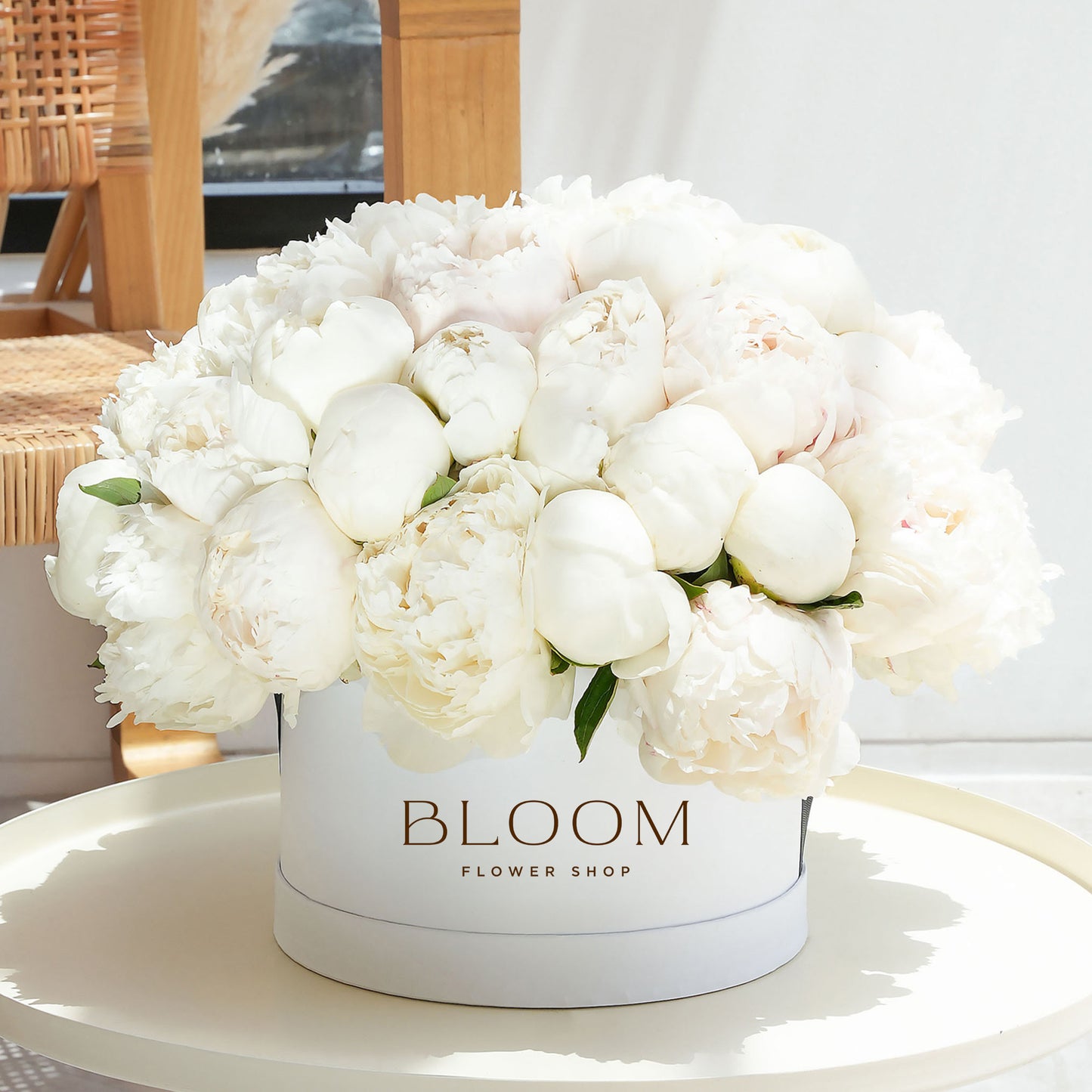 White Peonies Hatbox