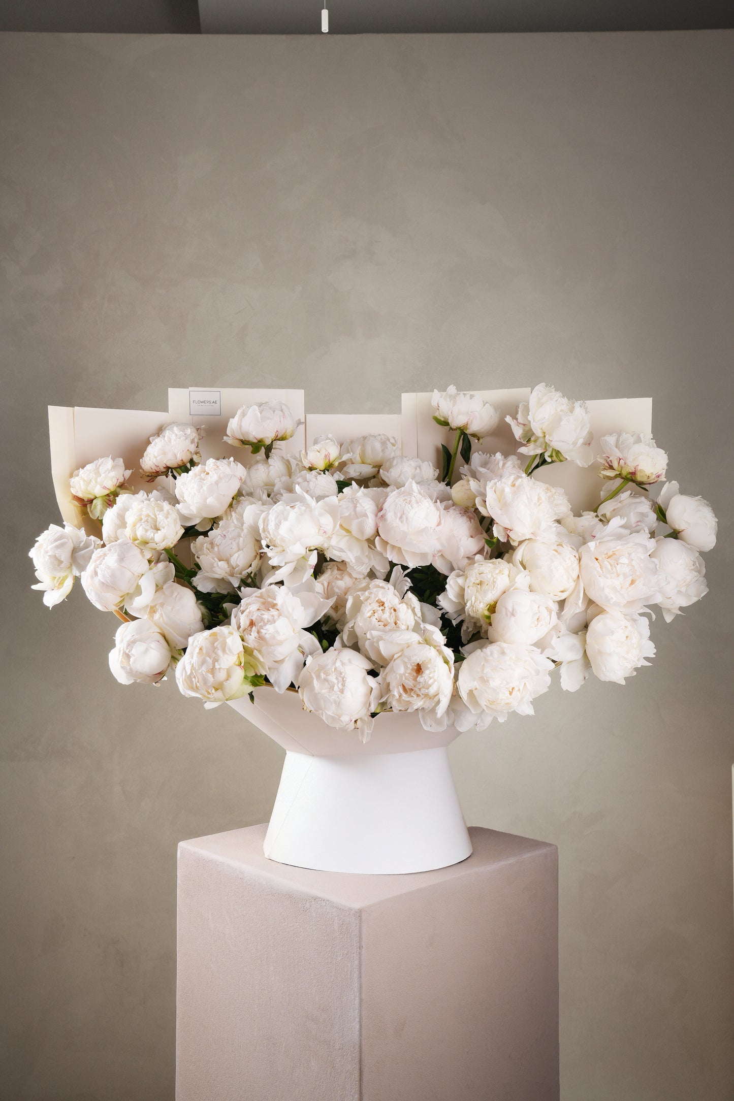 50 White Peony Handtied Bouquet