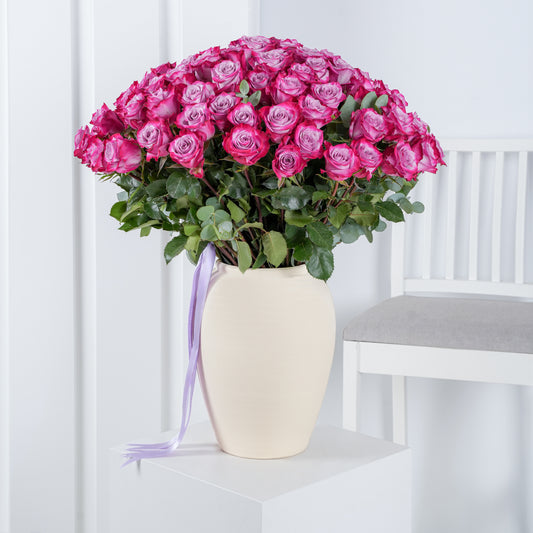 100 Purple Rose Vase