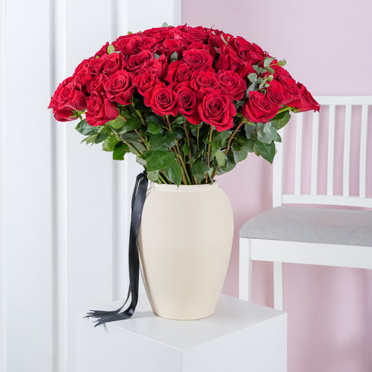 100 Red Roses Vase