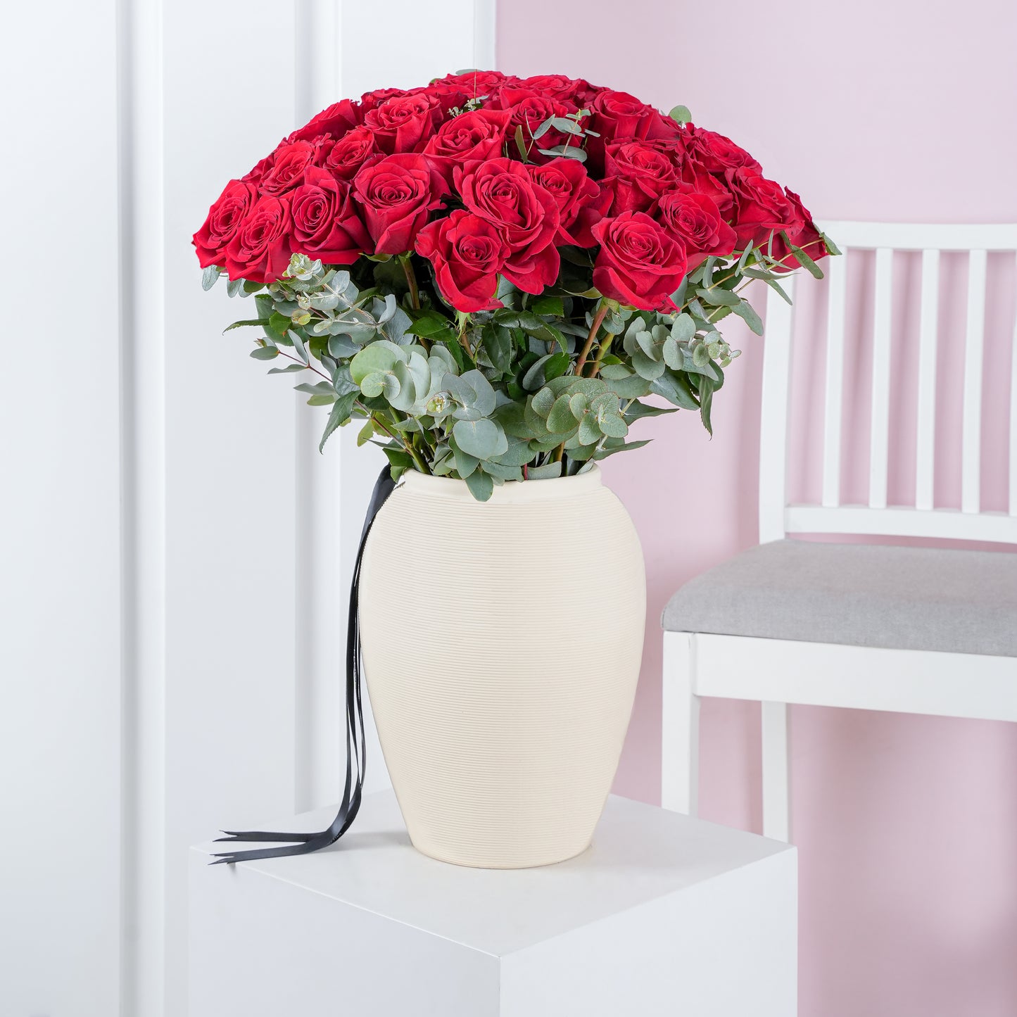 50 Red Roses Vase