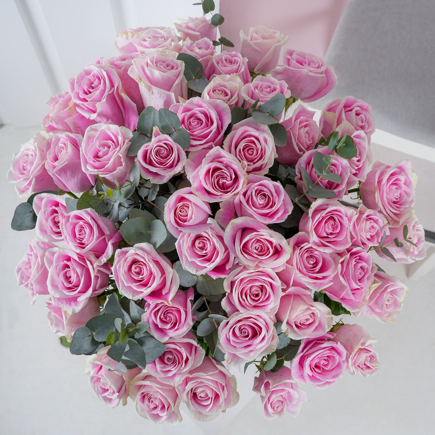 50 Pink Roses Vase