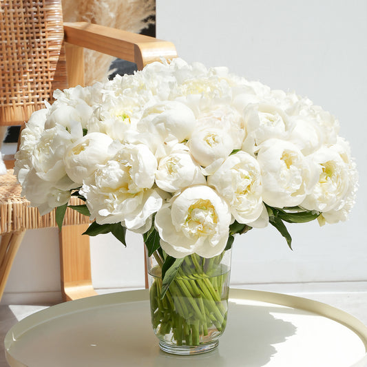 White Peonies Vase