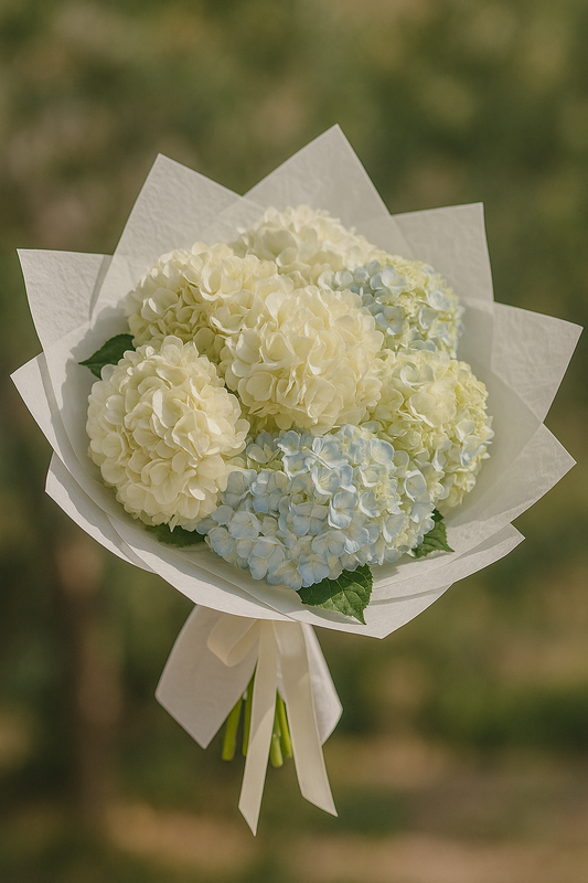 White and Blue Clouds of Hydrangea