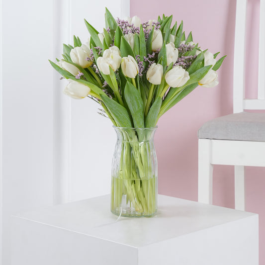 Luxury White Tulips - Vase