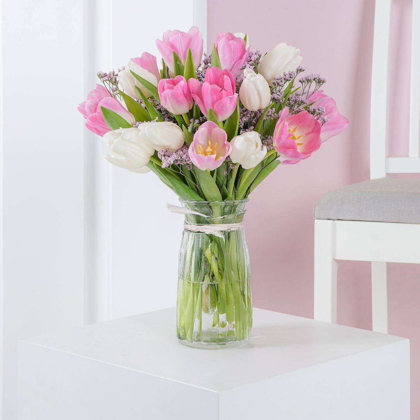 Pink And White Tulips - Vase