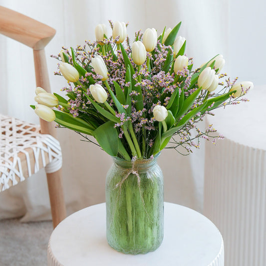 Luxury White Tulips - Vase