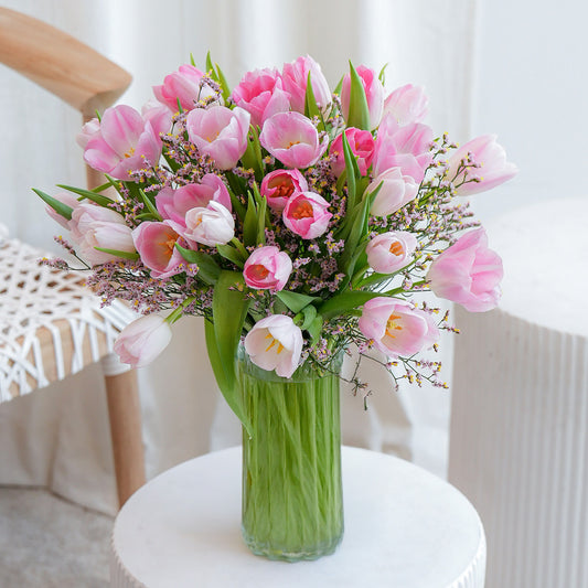 Pink orchid in white vase