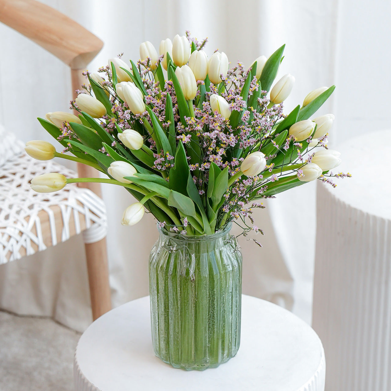 White orchid In white pot