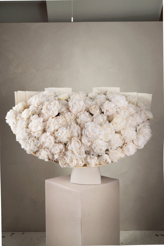 100 White Peony Handtied Bouquet