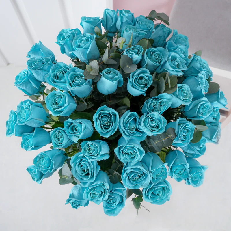 50 Tiffany Blue Roses Vase